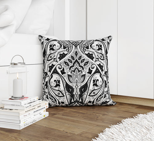 MAHAL CHARCOAL AND WHITE Accent Pillow By Kavka Designs