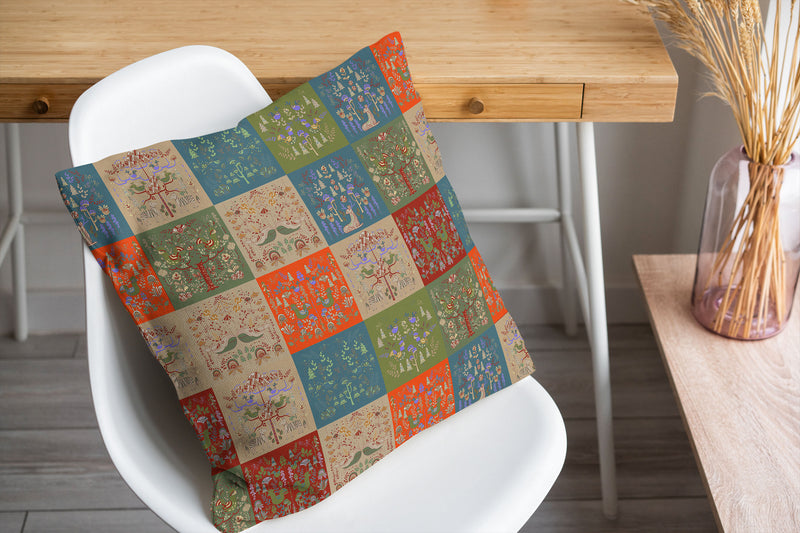 SCANDINAVIAN PATCHWORK TUSCAN TONES Accent Pillow By Kavka Designs