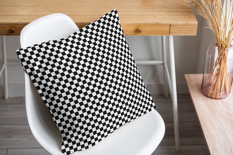 CHECKER BOARD CHARCOAL & WHITE Accent Pillow By Kavka Designs