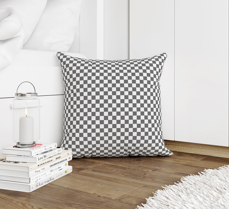 CHECKER BOARD CHARCOAL Accent Pillow By Kavka Designs