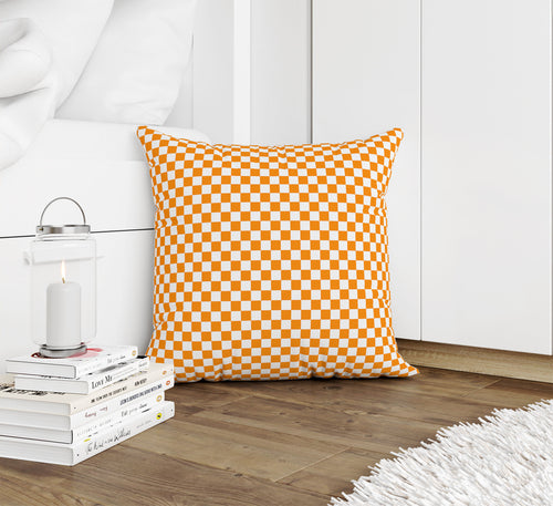 CHECKER BOARD ORANGE Accent Pillow By Kavka Designs