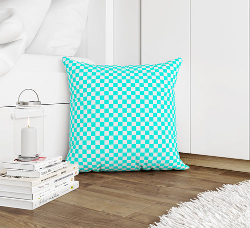 CHECKER BOARD TEAL Accent Pillow By Kavka Designs