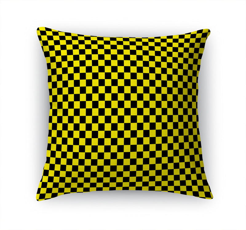 CHECKER BOARD YELLOW & CHARCOAL Accent Pillow By Kavka Designs