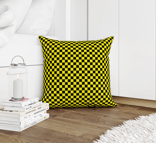 CHECKER BOARD YELLOW & CHARCOAL Accent Pillow By Kavka Designs