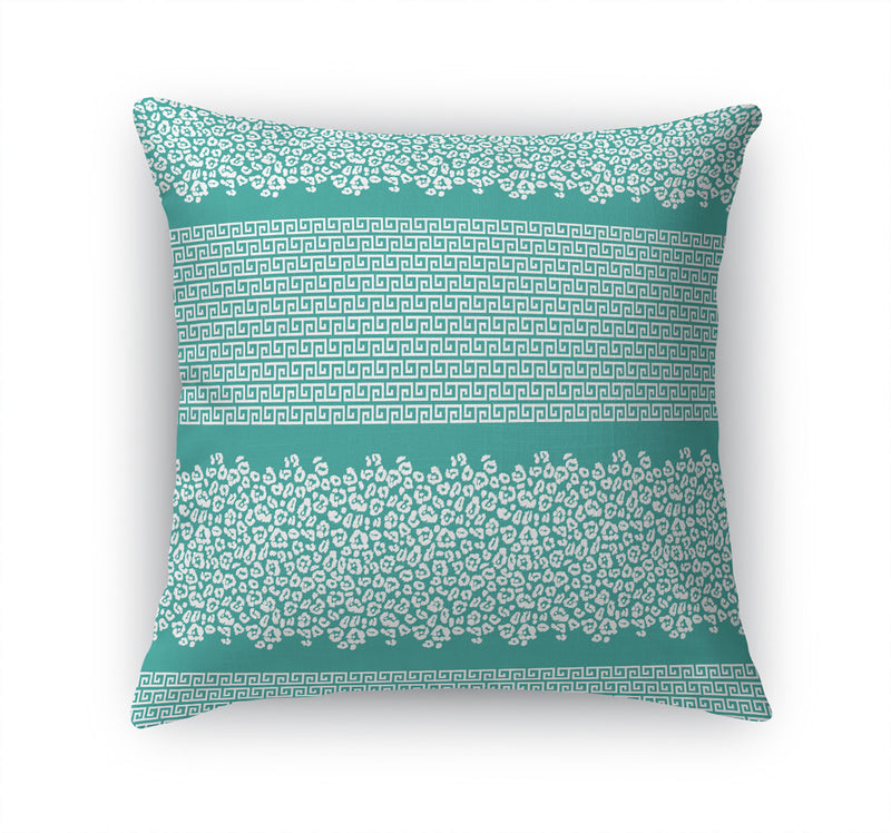 LEOPARD KEY AQUA & WHITE Accent Pillow By Kavka Designs