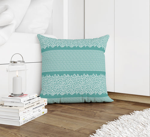 LEOPARD KEY AQUA & WHITE Accent Pillow By Kavka Designs