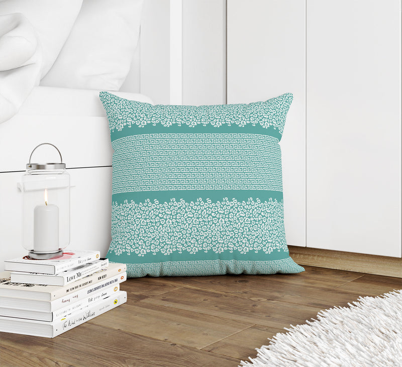 LEOPARD KEY AQUA & WHITE Accent Pillow By Kavka Designs