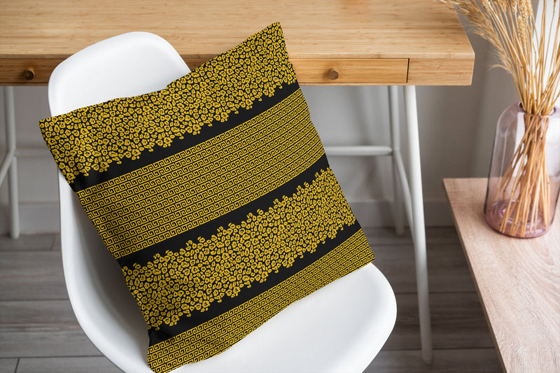 LEOPARD KEY CHARCOAL & GOLD Accent Pillow By Kavka Designs