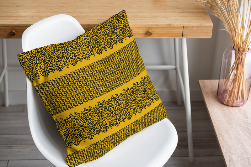 LEOPARD KEY GOLD & CHARCOAL Accent Pillow By Kavka Designs