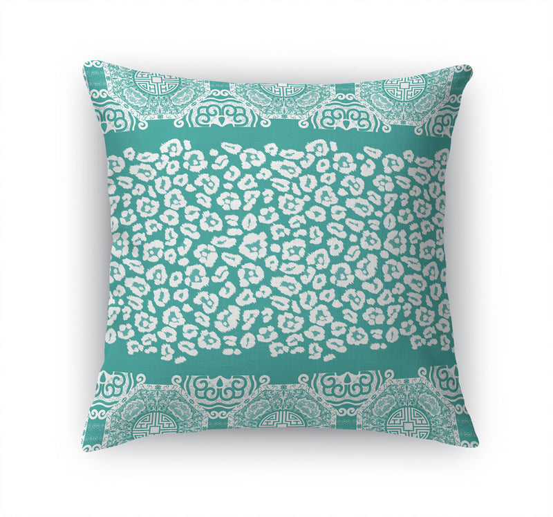 MINGLEOPARD AQUA & WHITE Accent Pillow By Kavka Designs