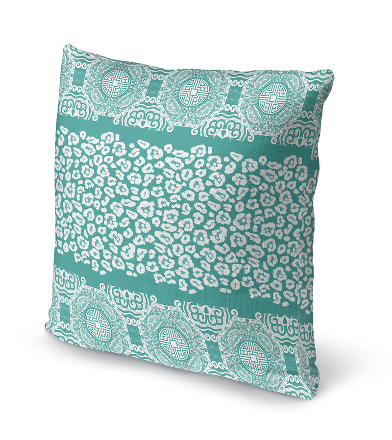 MINGLEOPARD AQUA & WHITE Accent Pillow By Kavka Designs