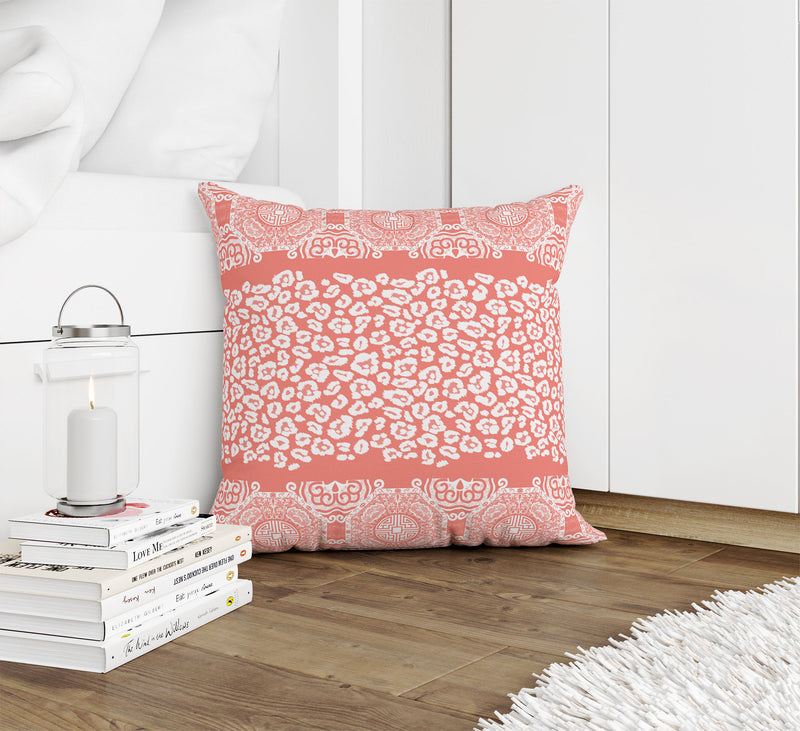 MINGLEOPARD CORAL & WHITE Accent Pillow By Kavka Designs