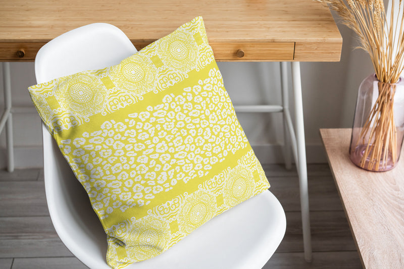 MINGLEOPARD LEMON & WHITE Accent Pillow By Kavka Designs