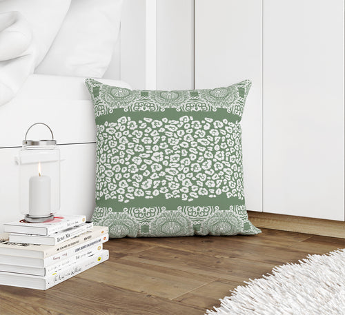 MINGLEOPARD SAGE & WHITE Accent Pillow By Kavka Designs