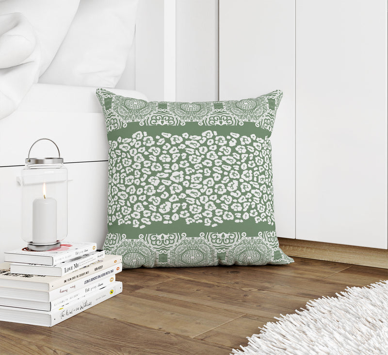 MINGLEOPARD SAGE & WHITE Accent Pillow By Kavka Designs