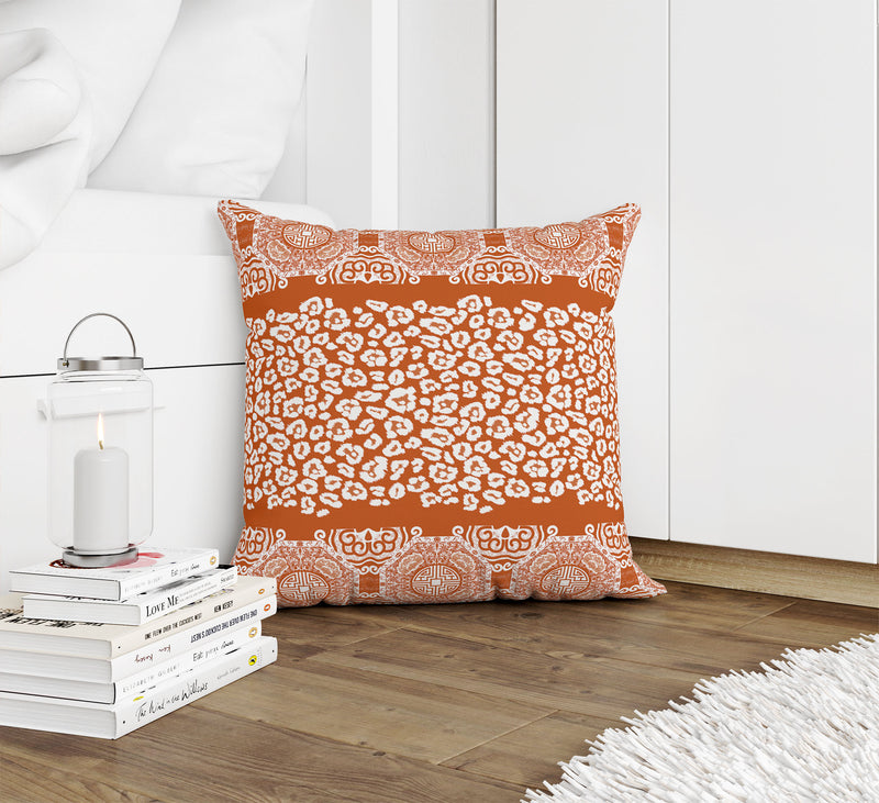 MINGLEOPARD TERRACOTTA & WHITE Accent Pillow By Kavka Designs