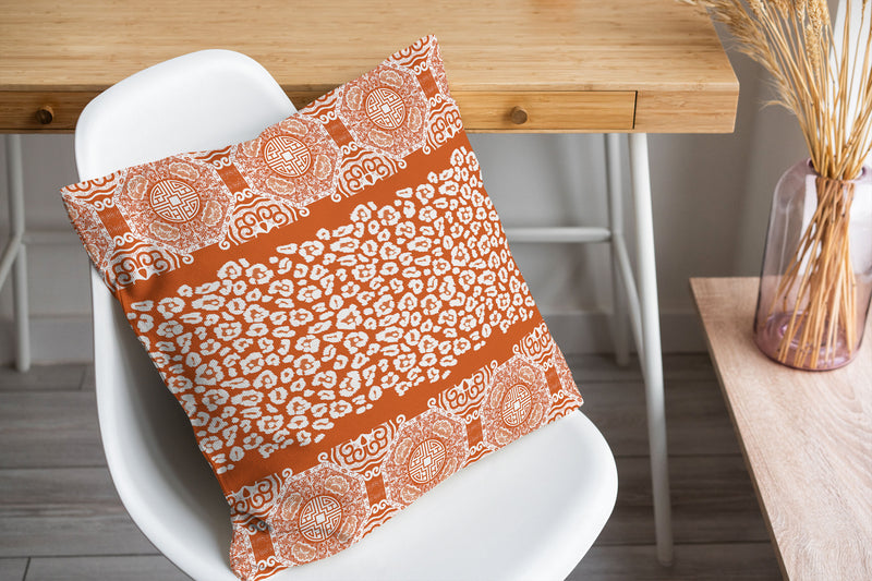 MINGLEOPARD TERRACOTTA & WHITE Accent Pillow By Kavka Designs