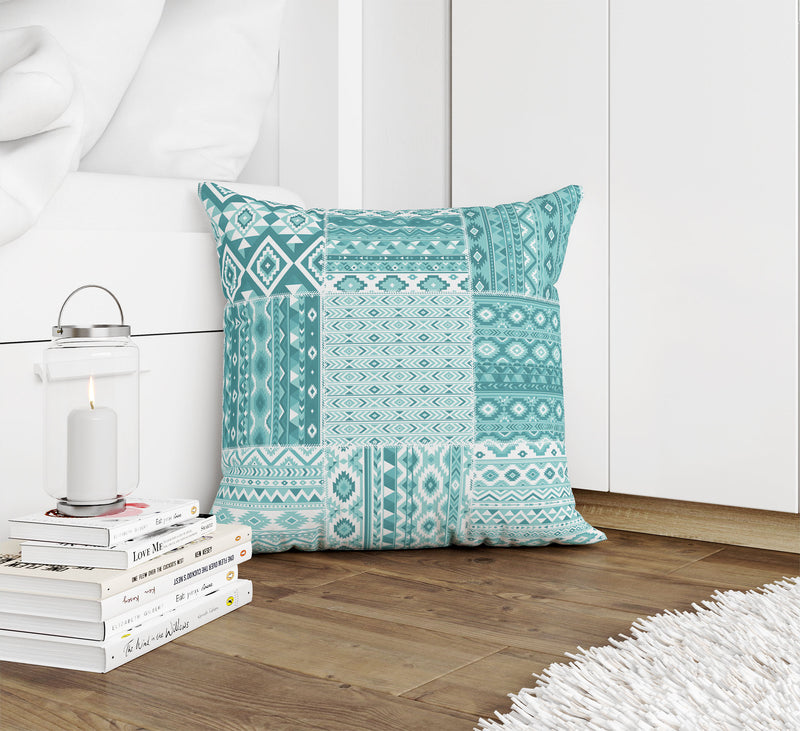 PATCHWORK TAHOE TEAL Accent Pillow By Kavka Designs