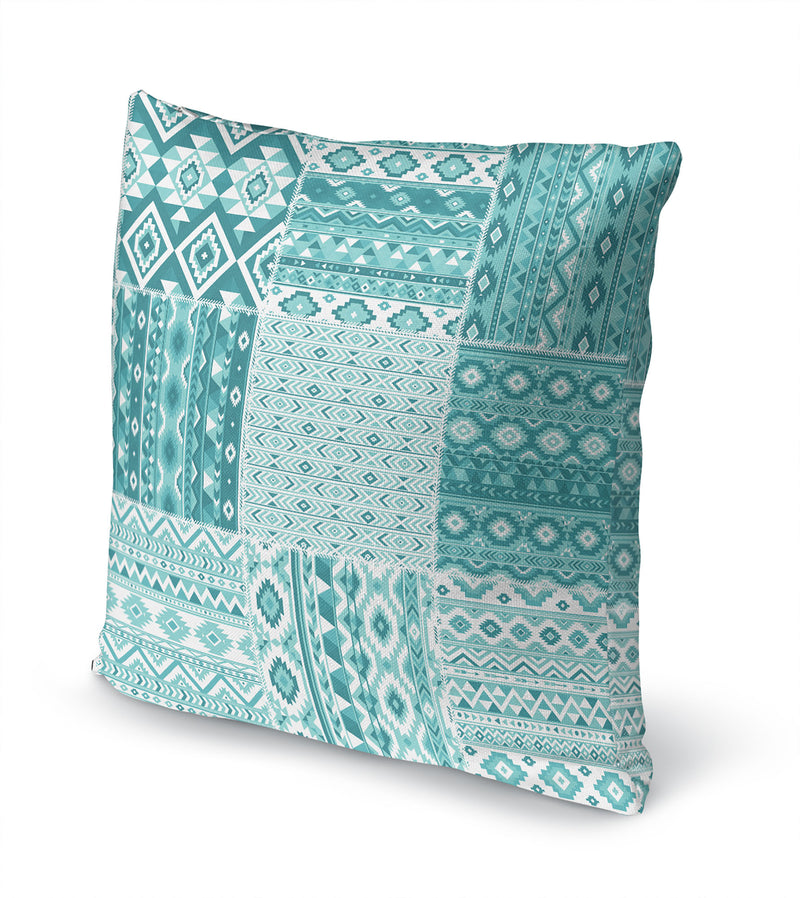 PATCHWORK TAHOE TEAL Accent Pillow By Kavka Designs