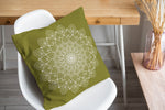 BOHO MANDALA ARMY GREEN Accent Pillow By Kavka Designs