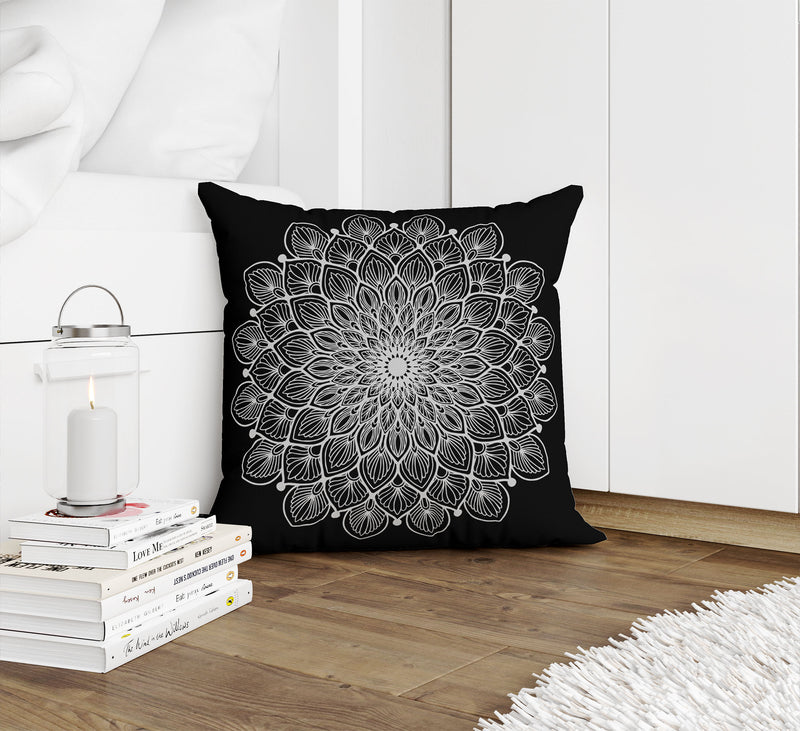 BOHO MANDALA CHARCOAL Accent Pillow By Kavka Designs