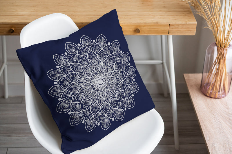 BOHO MANDALA NAVY Accent Pillow By Kavka Designs