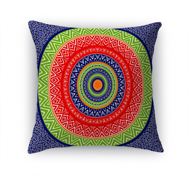 CHEETAH MANDALA BLUE & GREEN Accent Pillow By Kavka Designs