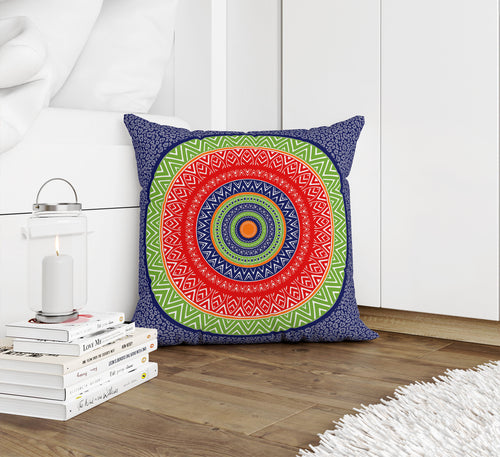 CHEETAH MANDALA BLUE & GREEN Accent Pillow By Kavka Designs