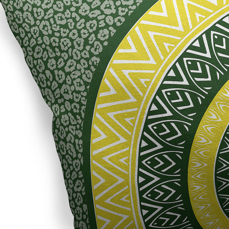 CHEETAH MANDALA GREEN & GOLD Accent Pillow By Kavka Designs