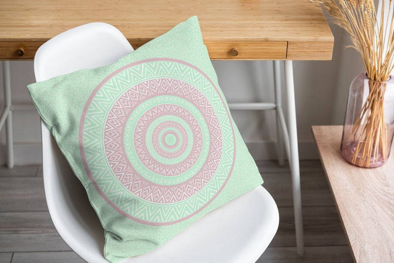 CHEETAH MANDALA MINT Accent Pillow By Kavka Designs