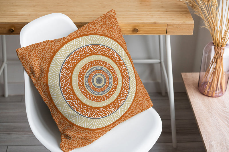 CHEETAH MANDALA TERRACOTTA Accent Pillow By Kavka Designs