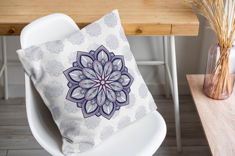 MANDALA PATTERN BLUE & PINK Accent Pillow By Kavka Designs