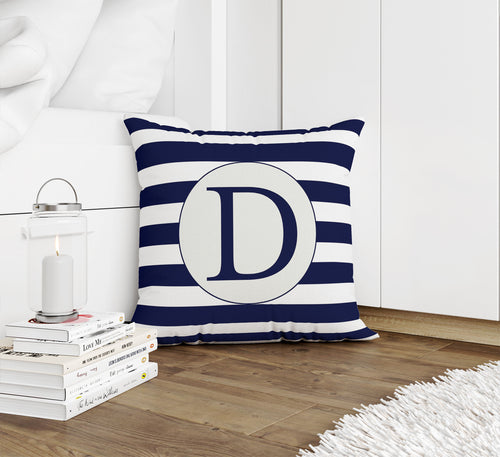 MONO NAVY STRIPED D Accent Pillow By Kavka Designs