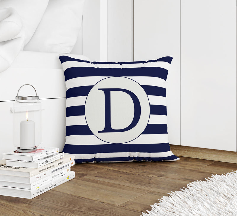 MONO NAVY STRIPED D Accent Pillow By Kavka Designs