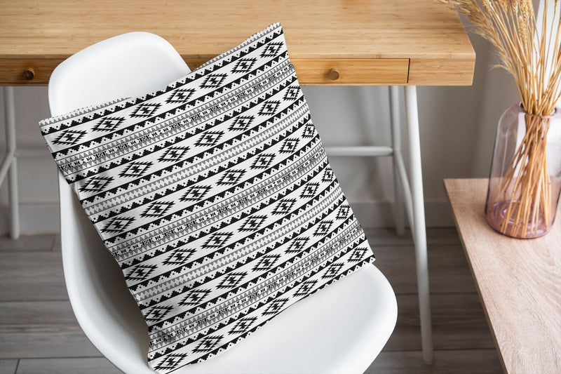 CHEROKEE CHARCOAL and White Accent Pillow By Marina Gutierrez