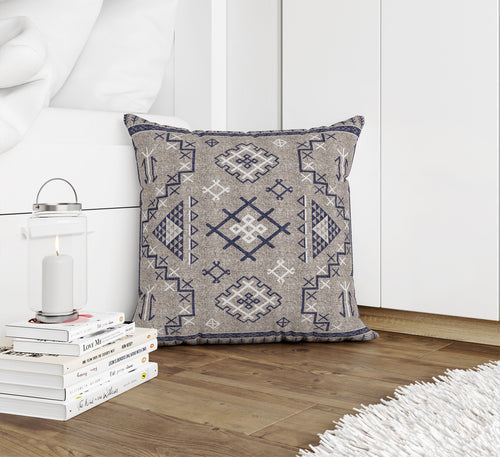 AZTEC DARK BLUE Accent Pillow By Marina Gutierrez