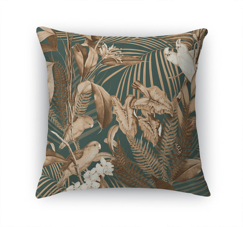 TROPICAL JUNGLE DARK GREEN Accent Pillow By Marina Gutierrez