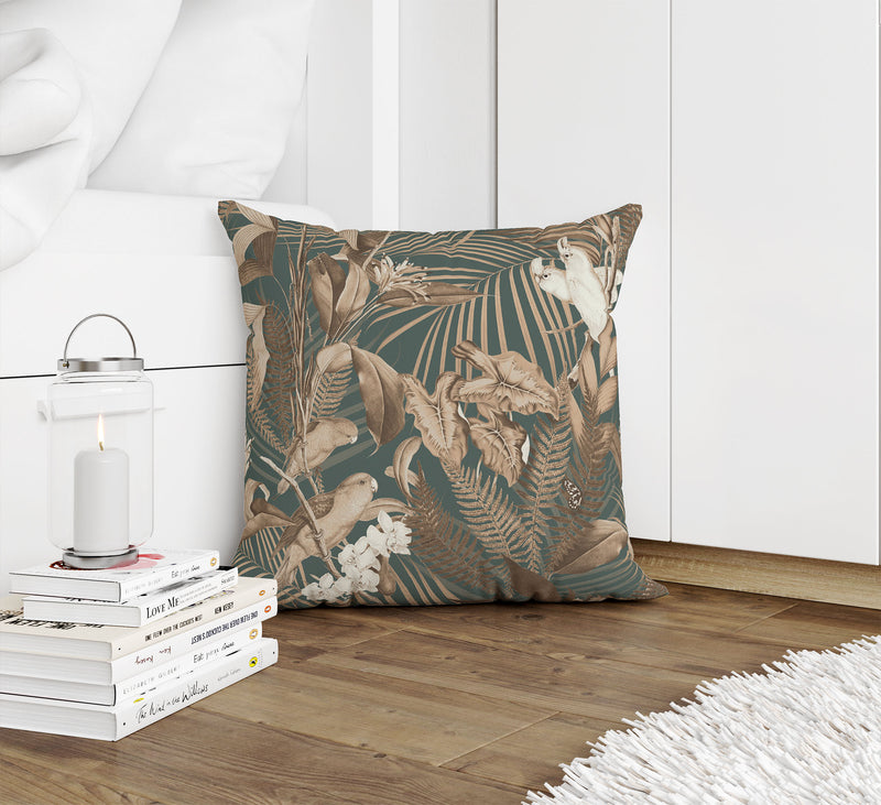 TROPICAL JUNGLE DARK GREEN Accent Pillow By Marina Gutierrez