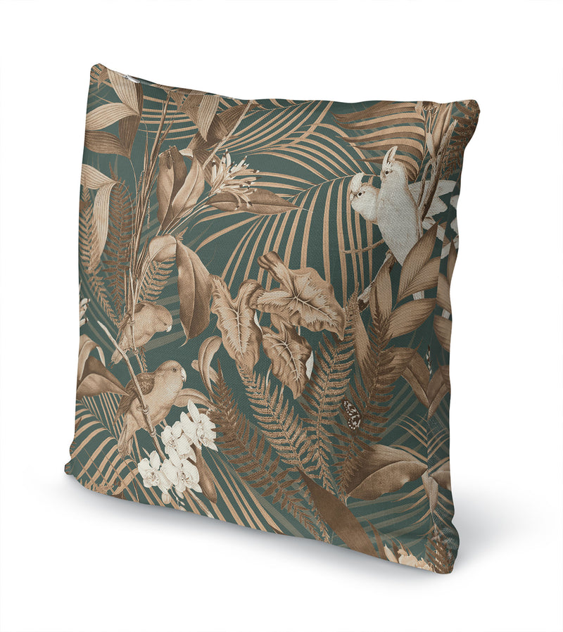 TROPICAL JUNGLE DARK GREEN Accent Pillow By Marina Gutierrez