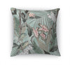 TROPICAL JUNGLE LIGHT BLUE & PINK Accent Pillow By Marina Gutierrez