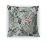 TROPICAL JUNGLE LIGHT BLUE & PINK Accent Pillow By Marina Gutierrez