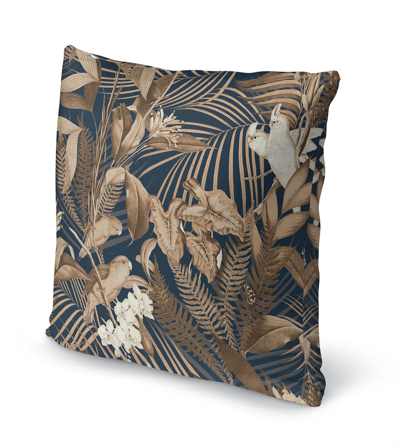 TROPICAL JUNGLE MIDNIGHT BLUE Accent Pillow By Marina Gutierrez