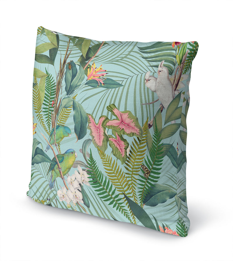 TROPICAL JUNGLE PASTEL BLUE Accent Pillow By Marina Gutierrez