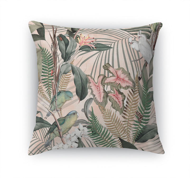 TROPICAL JUNGLE PINK & GREEN Accent Pillow By Marina Gutierrez