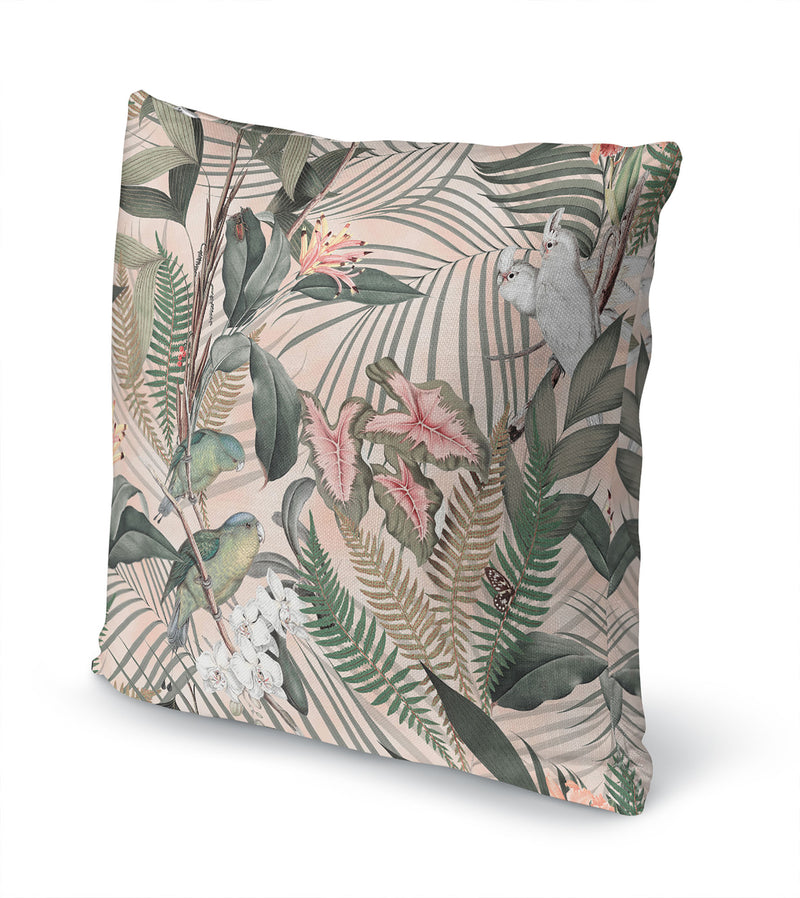 TROPICAL JUNGLE PINK & GREEN Accent Pillow By Marina Gutierrez