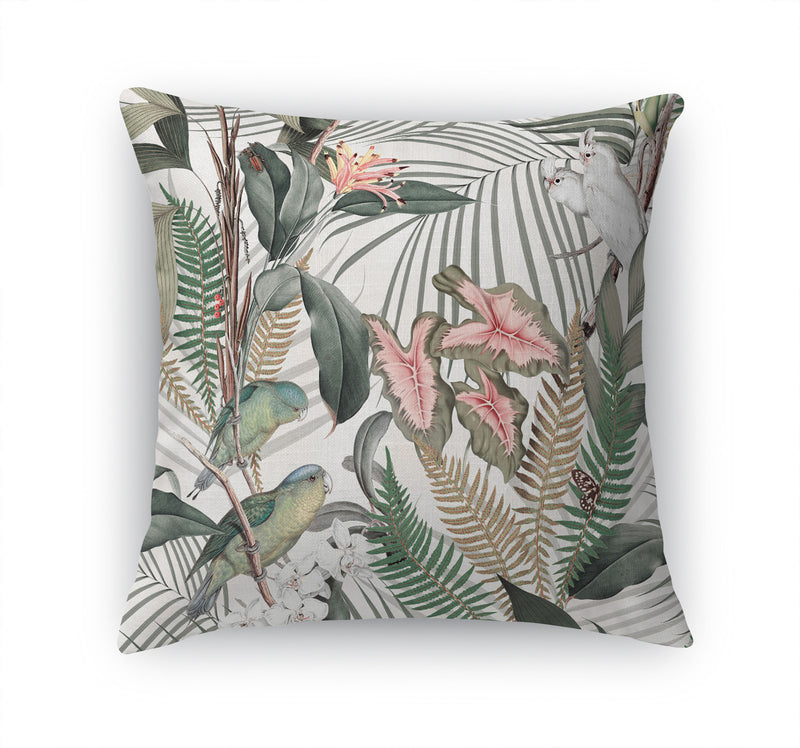 TROPICAL JUNGLE WHITE Accent Pillow By Marina Gutierrez