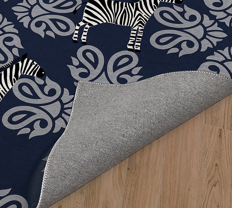 ZEBRA HERD NAVY Area Rug By Kavka Designs