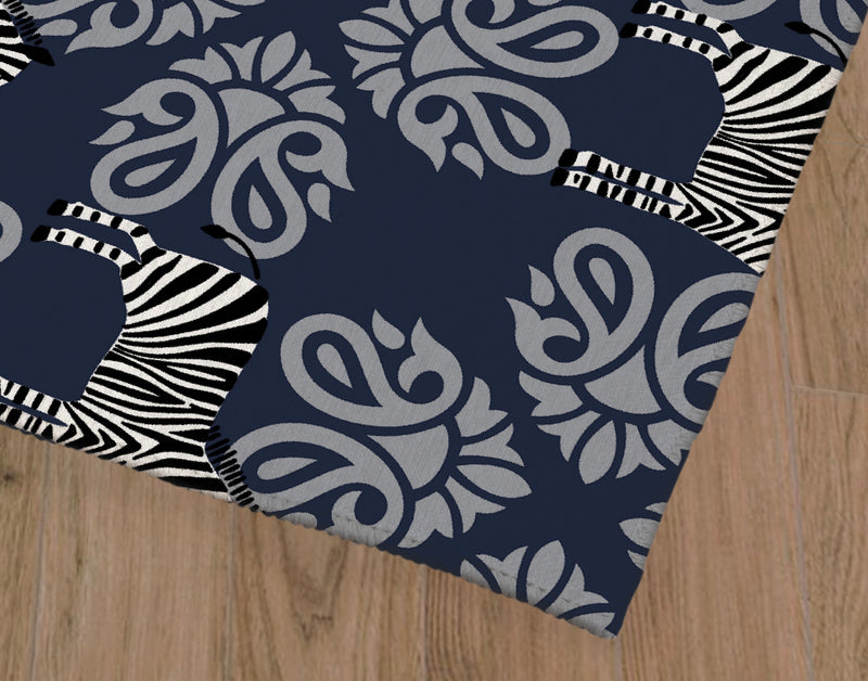 ZEBRA HERD NAVY Area Rug By Kavka Designs