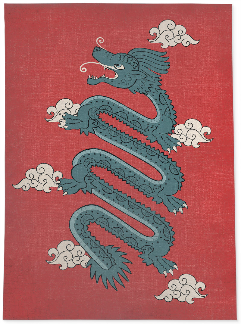 DRAGON ON RED Area Rug By Kavka Designs