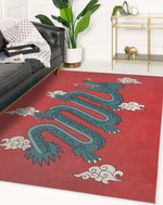 DRAGON ON RED Area Rug By Kavka Designs